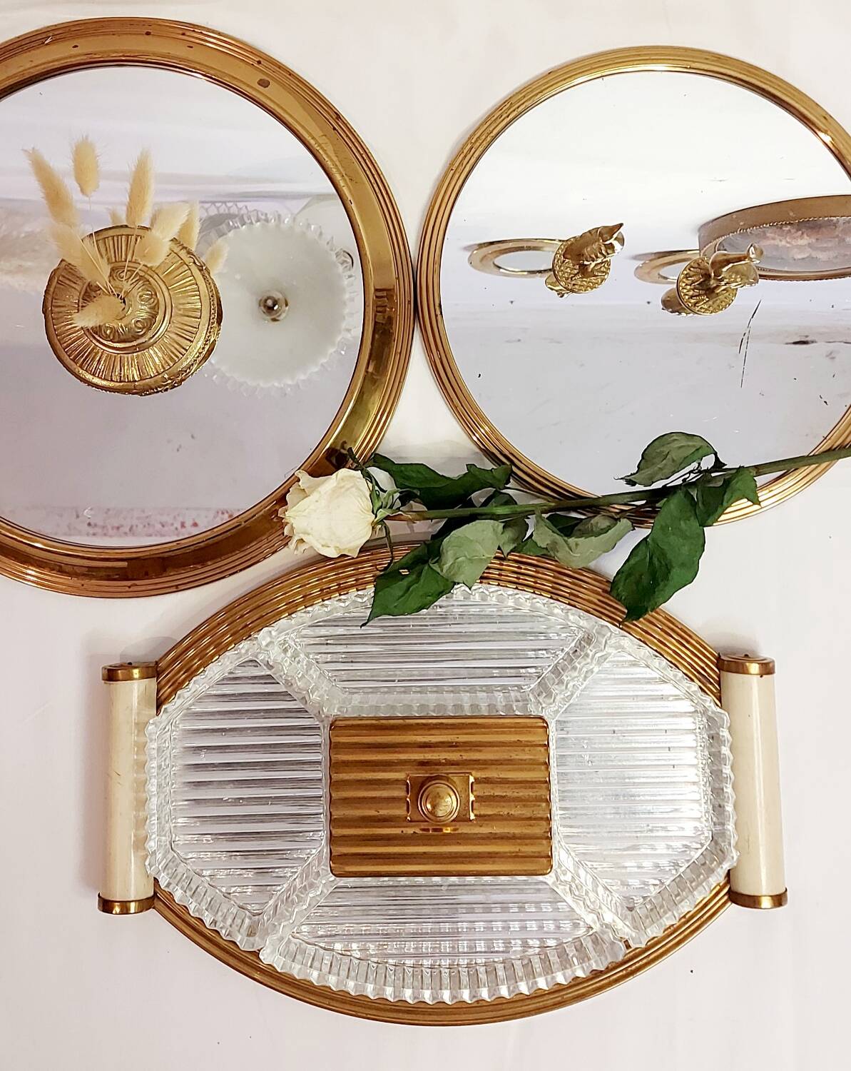 Vintage oval mirror tray