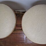 Pair of rattan bar stools and vintage bamboo