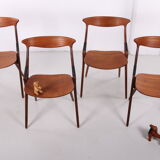 Set of 4 teak chairs model 17, Arne Hovmand Olsen for Mogens Kold, 1950s