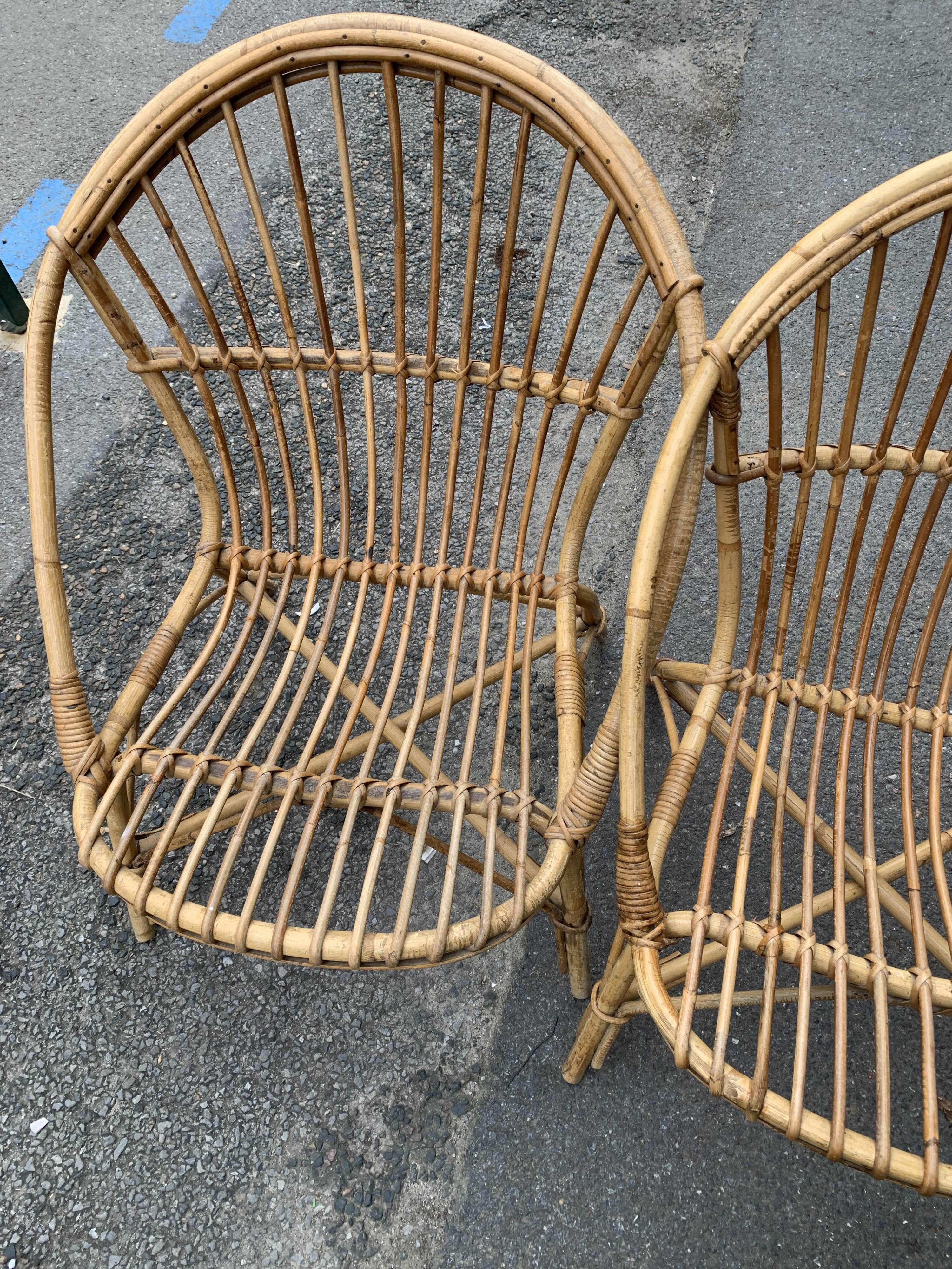 Pair of antique rattan armchairs