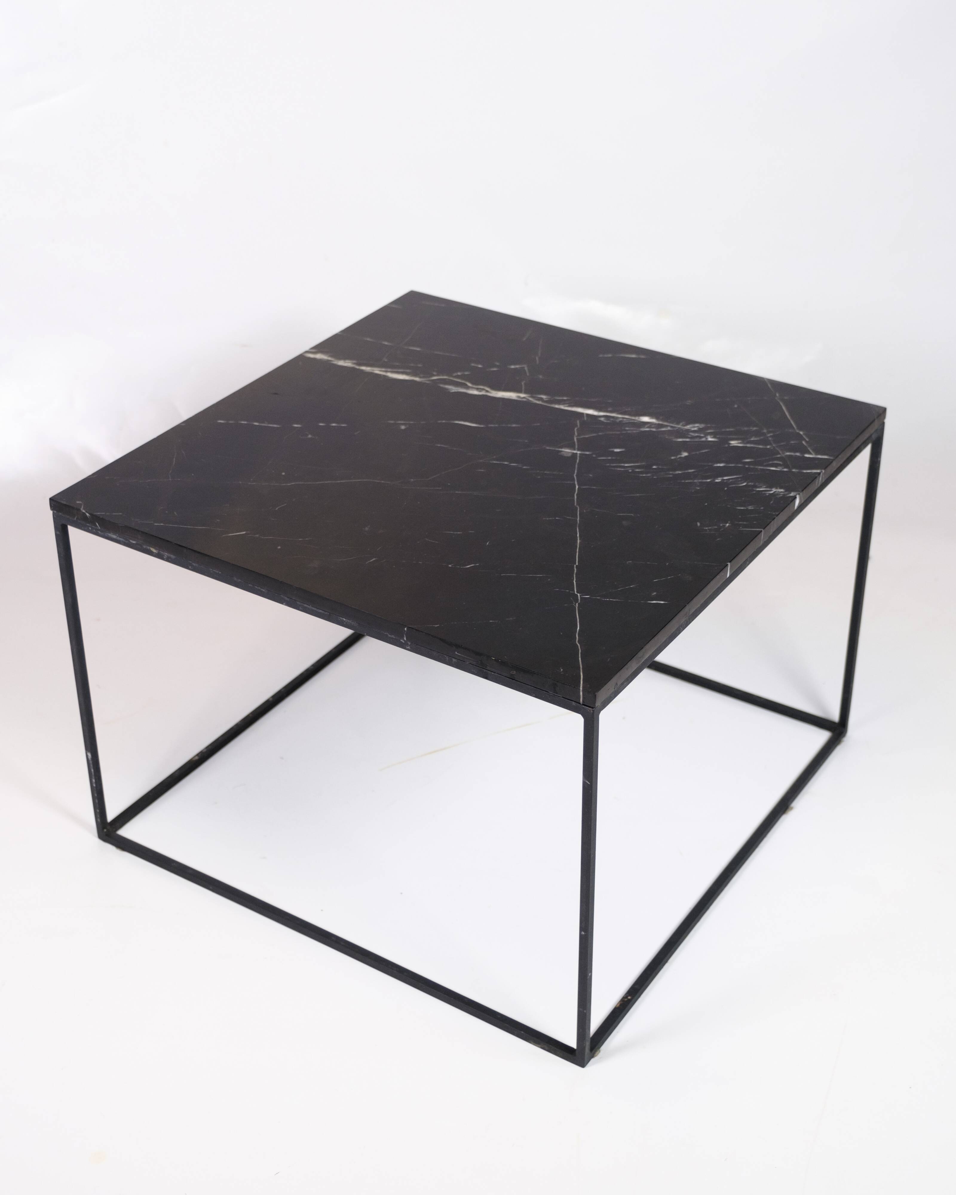 Coffee Table With Black Marble Top And Metal Frame