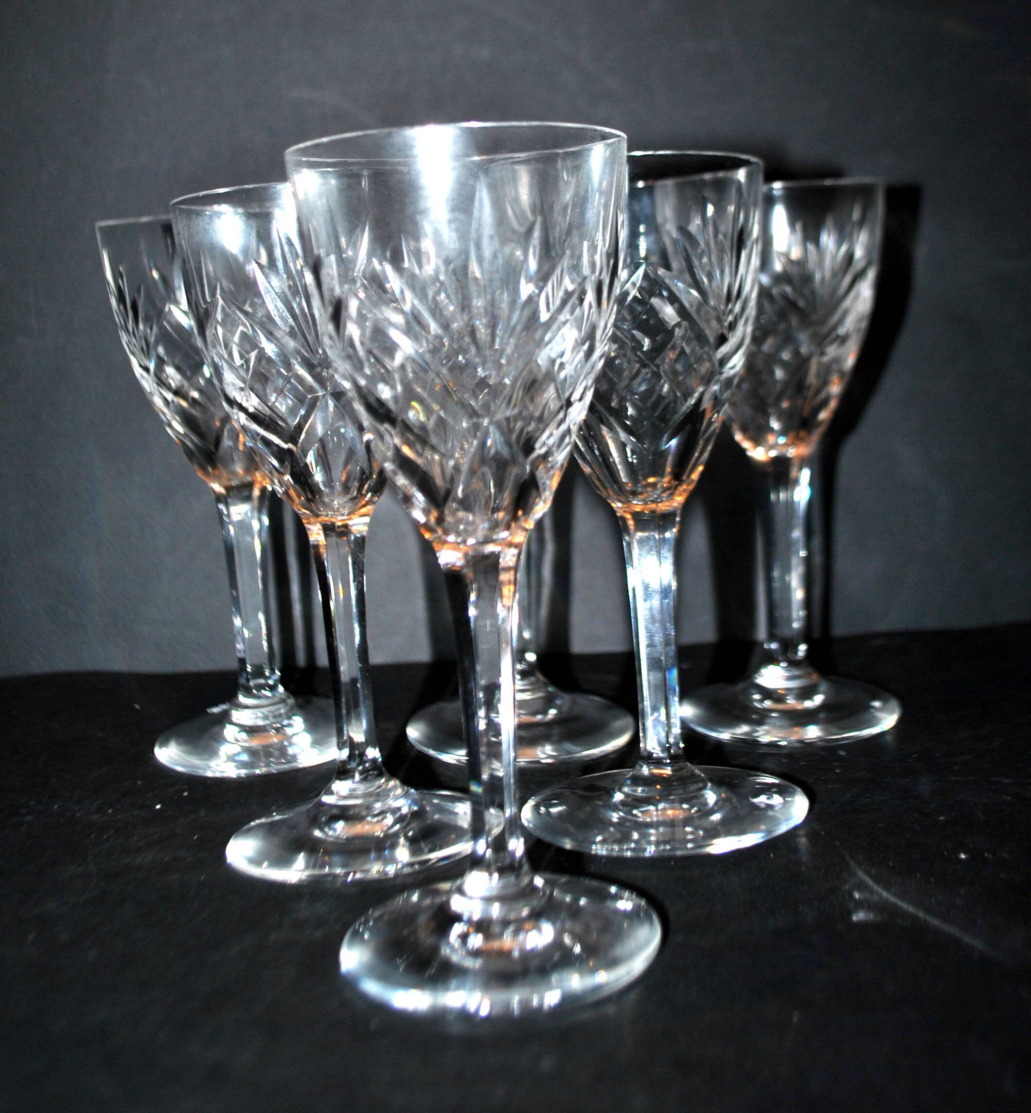 Set of 6 chantilly white wine glasses, cut crystal from saint-louis, h14cm