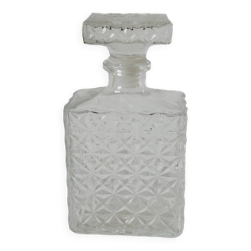 carafe à whisky en verre rectangulaire 1970 21 X 10.5 cm