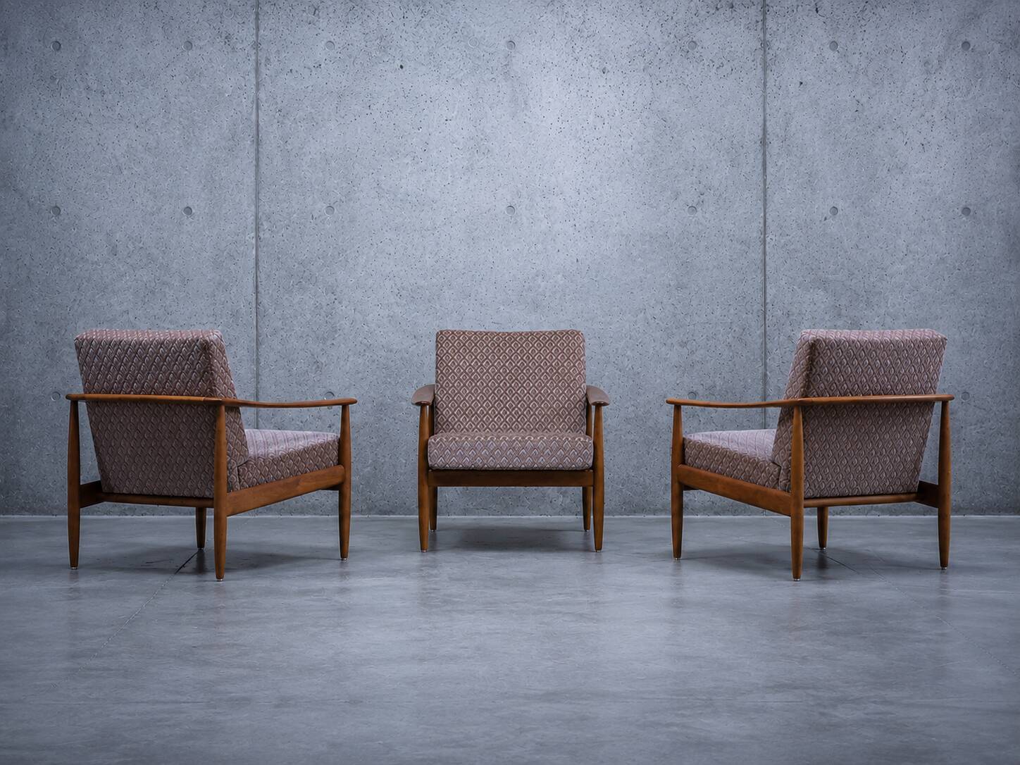 Set of 3 Scandinavian armchairs by Carl Straub - Vintage 1950s 1960s