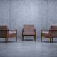 Set of 3 Scandinavian armchairs by Carl Straub - Vintage 1950s 1960s