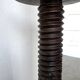 Solid oak press stool, metal base, 19th century.