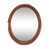 Old oval mirror bevelled classic wood frame - 28x22cm
