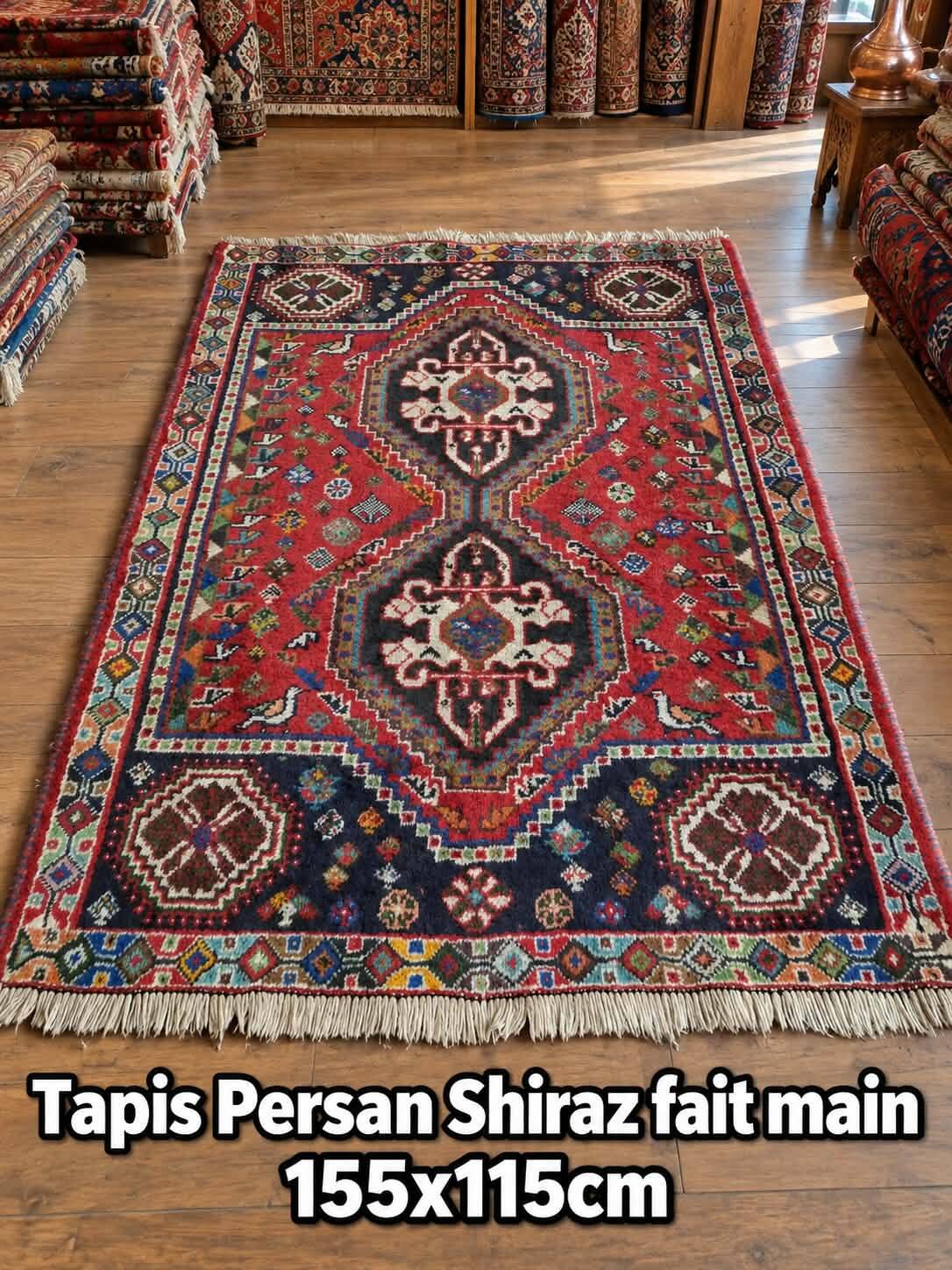Handmade Persian Shiraz rug 155x115cm