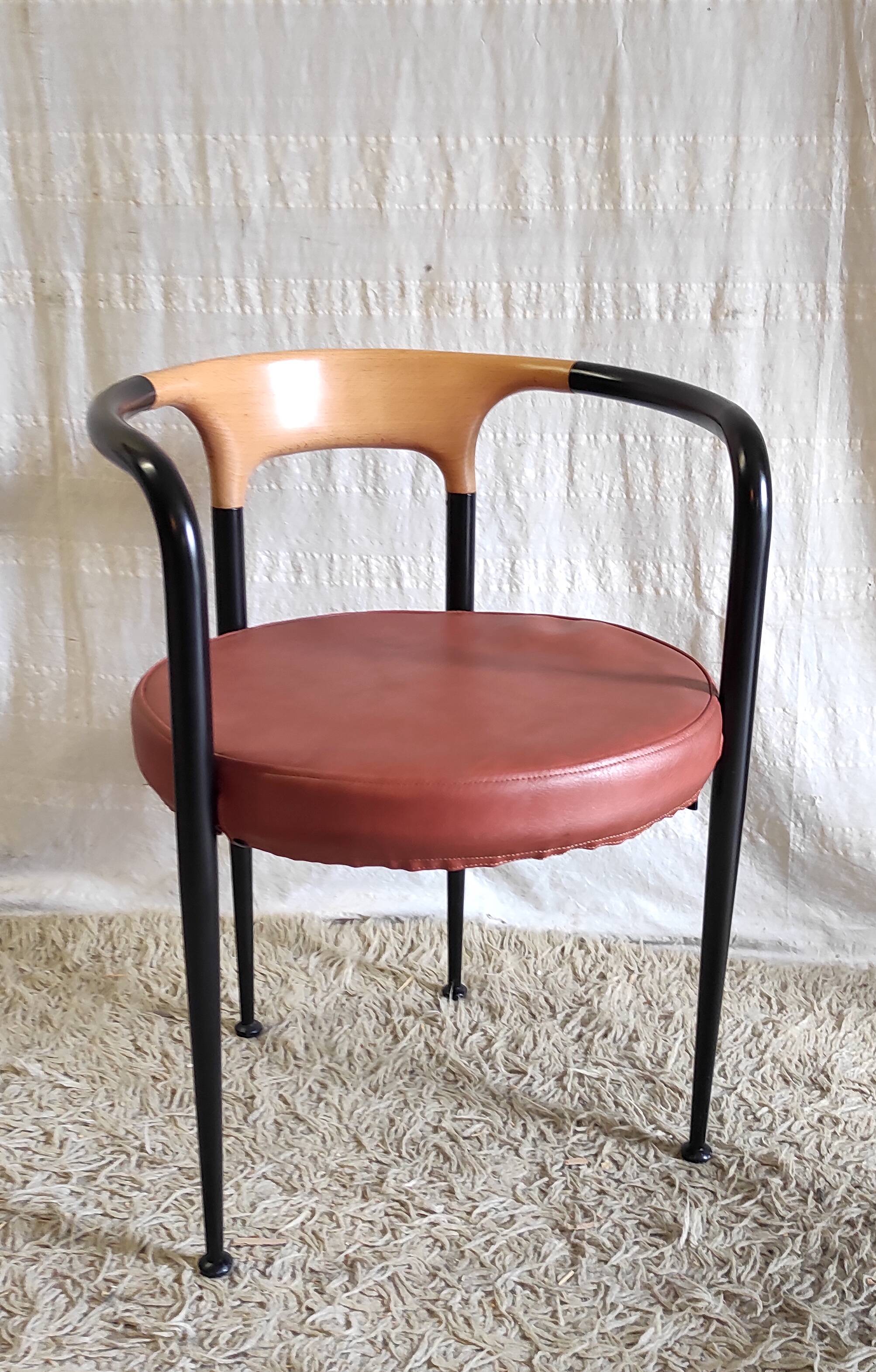 80s metal and wood designer chair
