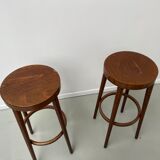 2 Baumann wooden bar top stools