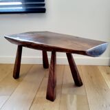 Banc ou table d'appoint en bois massif de tronc d'arbre, style brutaliste, 1960