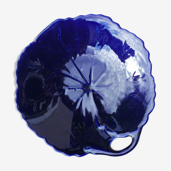 Dark blue leaf ceramic plate