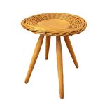 Rattan stool designed by J. Kalous, Úluv, Czechoslovakia, 1960s