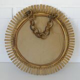 Vintage Bamboo Sunburst Wall Mirror / Mid Century Boho Decor 1970's