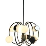 Space Age chrome-plated stylish pendant ceiling lamp, 1970s