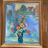 Oil painting on cardboard signed, dimensions: height - 88 cm, width - 75 cm.