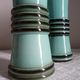 Pair of vases in majolica blue celadon and black of the 1950s