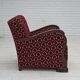 Fauteuil danois des années 1960, revêtement en velours rouge cerise, bois de chêne.