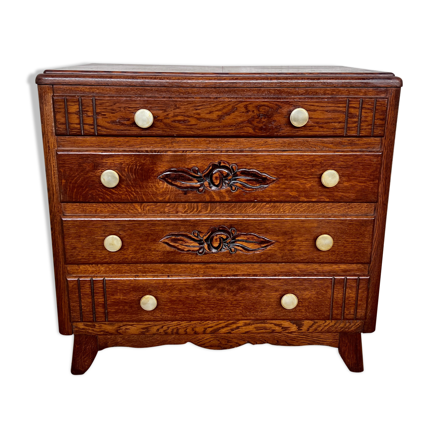 Chest of drawers semainier chiffonnier vintage oak 1950 style Art deco