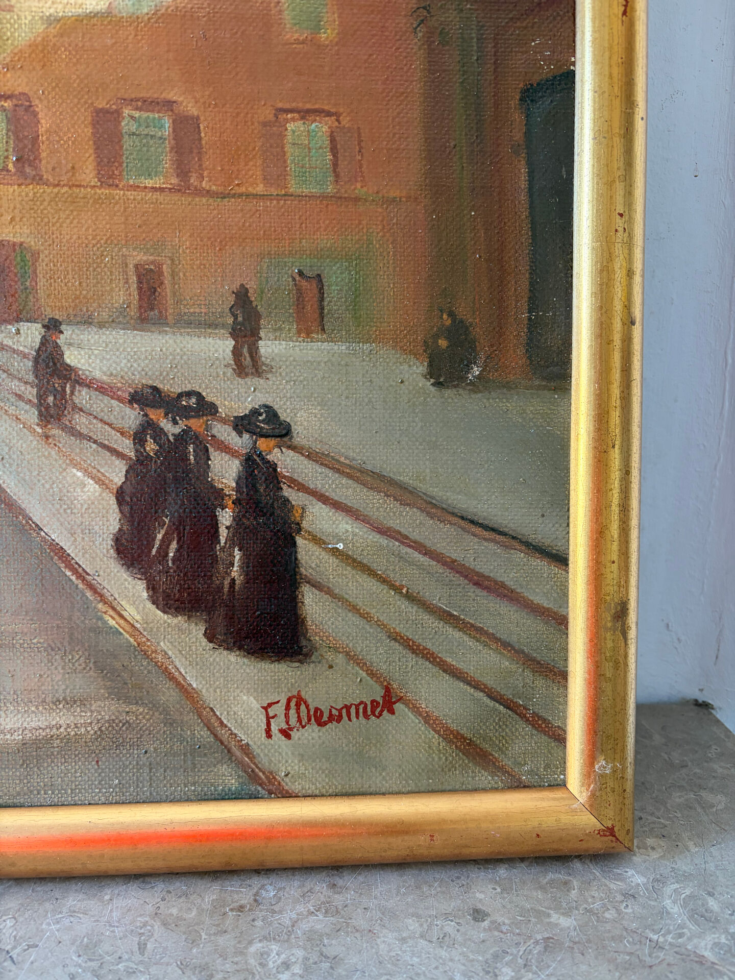 View of Florence, oil on canvas signed Desmet