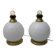 Pair of Mid-Century Modern Brass and Blown Murano Glass Table Lamps, 1970s