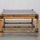 Vintage bamboo coffee table with smoked glass top