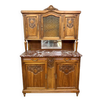 Louis XVI two-body buffet in blond walnut circa 1880-1900