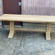 Large stripped monastery table in raw solid oak 225cm 1970