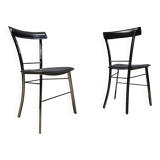 Vintage black leather dining chairs by Arrben Italy, 1980s - set of 4