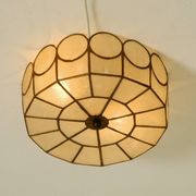 Beautiful round Mid-Century Modern ceiling or wall lamp made of Capiz