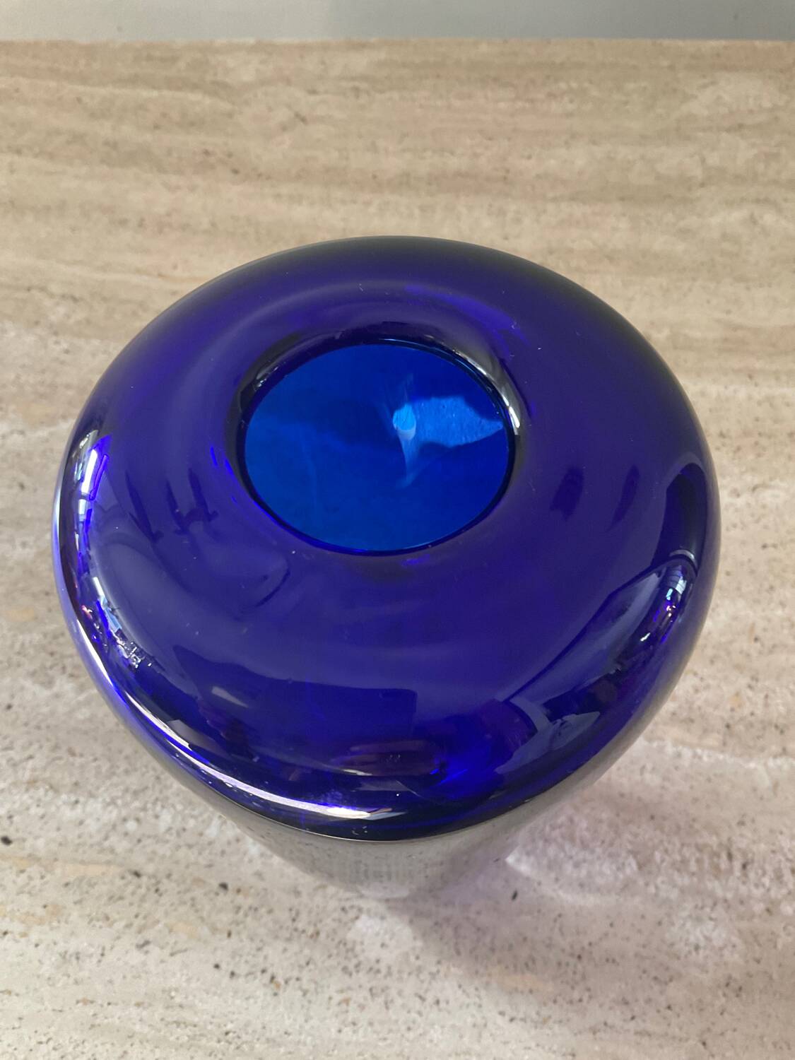Vintage cobalt blue glass paste vase