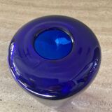 Vase vintage en pâte de verre bleu cobalt