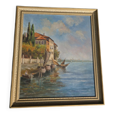 Peinture à l'huile impressionniste italienne – Porto di Milano