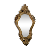 Miroir doré au décor de rose années 60 - 43x23cm