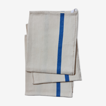 3 linen/cotton tea towels with a wide blue stripe