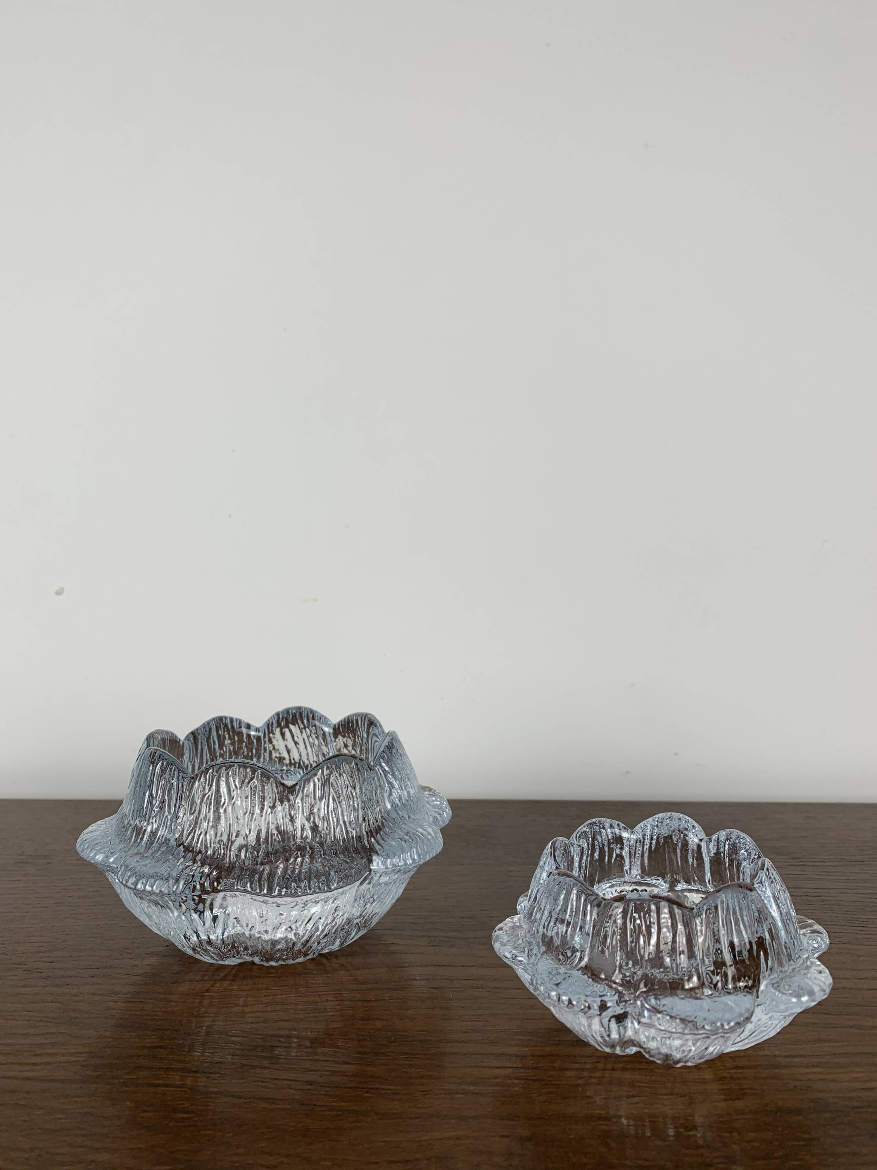 "Lotus" glass candle holder by Holmegaard, Danmark, 1970