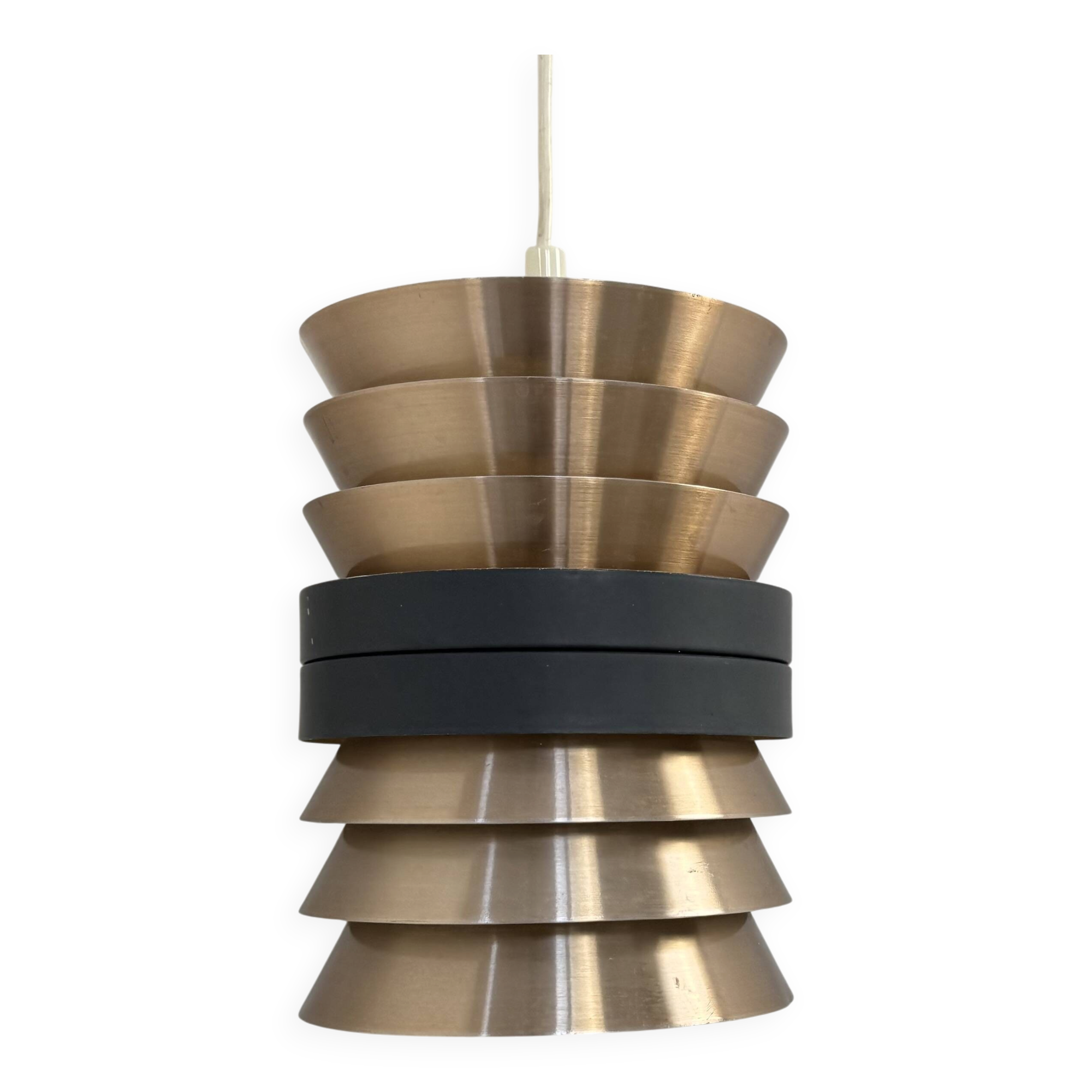 Doria suspension in copper and matte black metal, Germany, 1960.