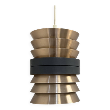 Doria suspension in copper and matte black metal, Germany, 1960.