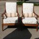Louis XVI style armchairs in solid cherry wood