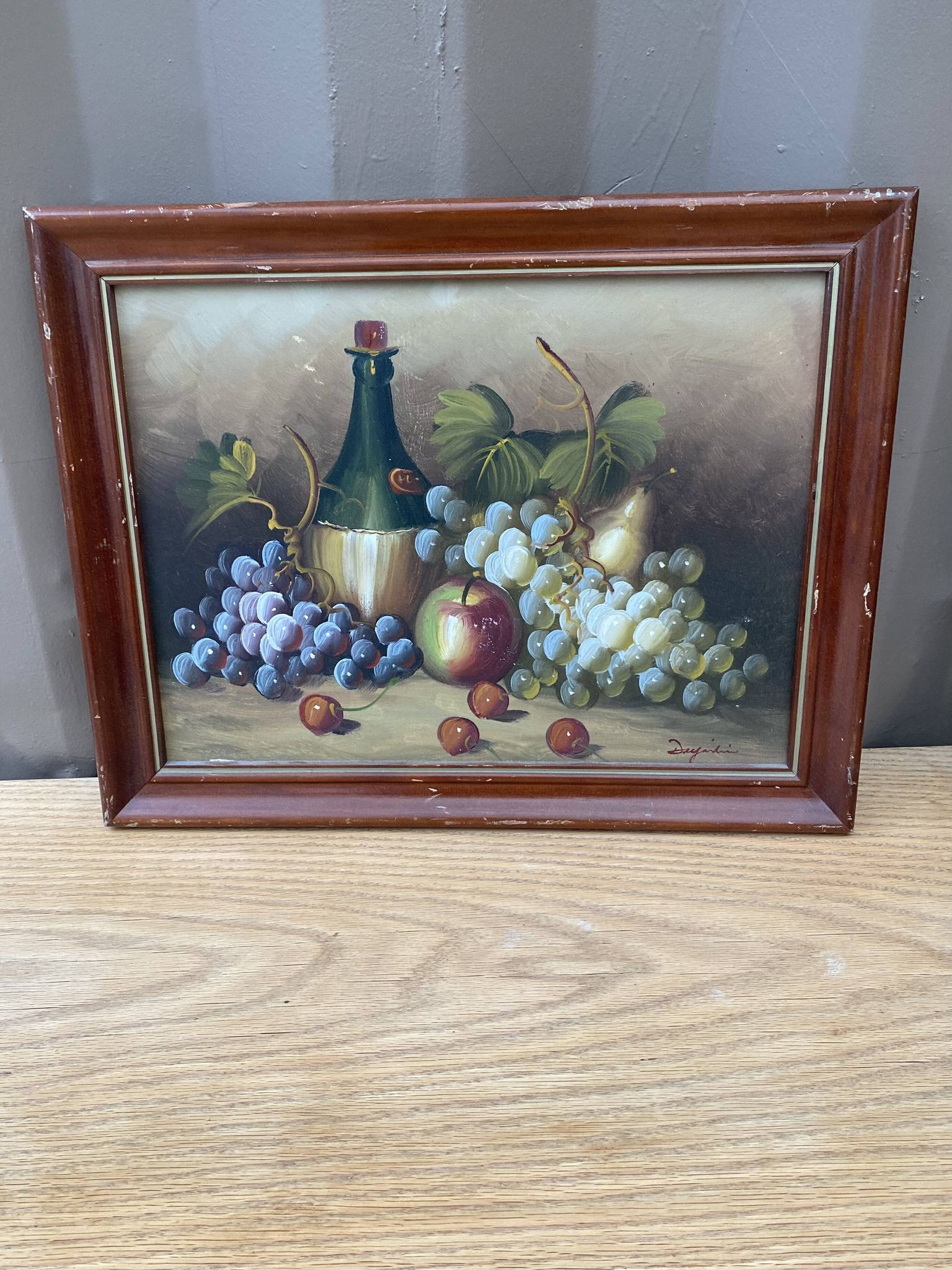 Tableau, nature morte aux raisins