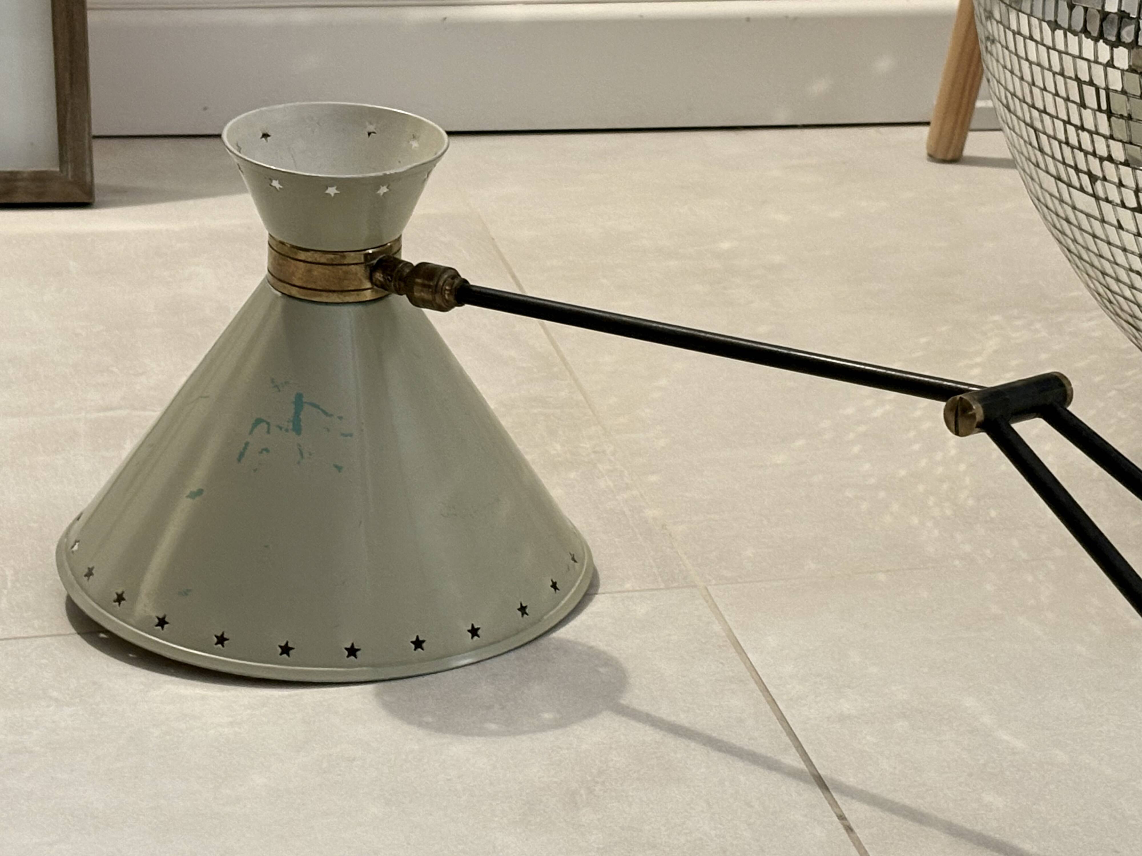 Rare lamp/wall light diabolo arm DLG Guariche Robert Mathieu Lunel