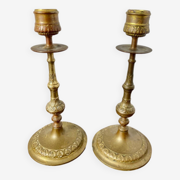 Old pair of brass candlesticks
