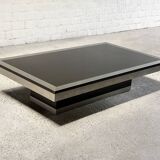 Table basse italienne en aluminium brossé, années 1970
