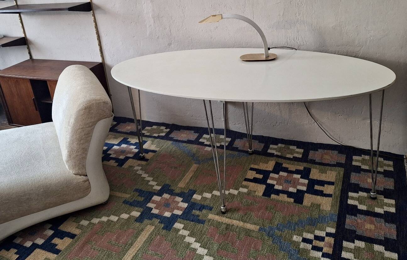 Vintage ellipse shaped dining table, Denmark 1970s