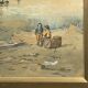 " Boats stranded at low tide " by A. Semlinck, Aquarelle Marine, Bateaux Voiliers, ca 1910