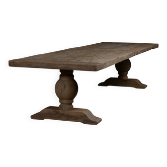 Monastère Soleil table – Patinated oak – 220 cm – Solid base