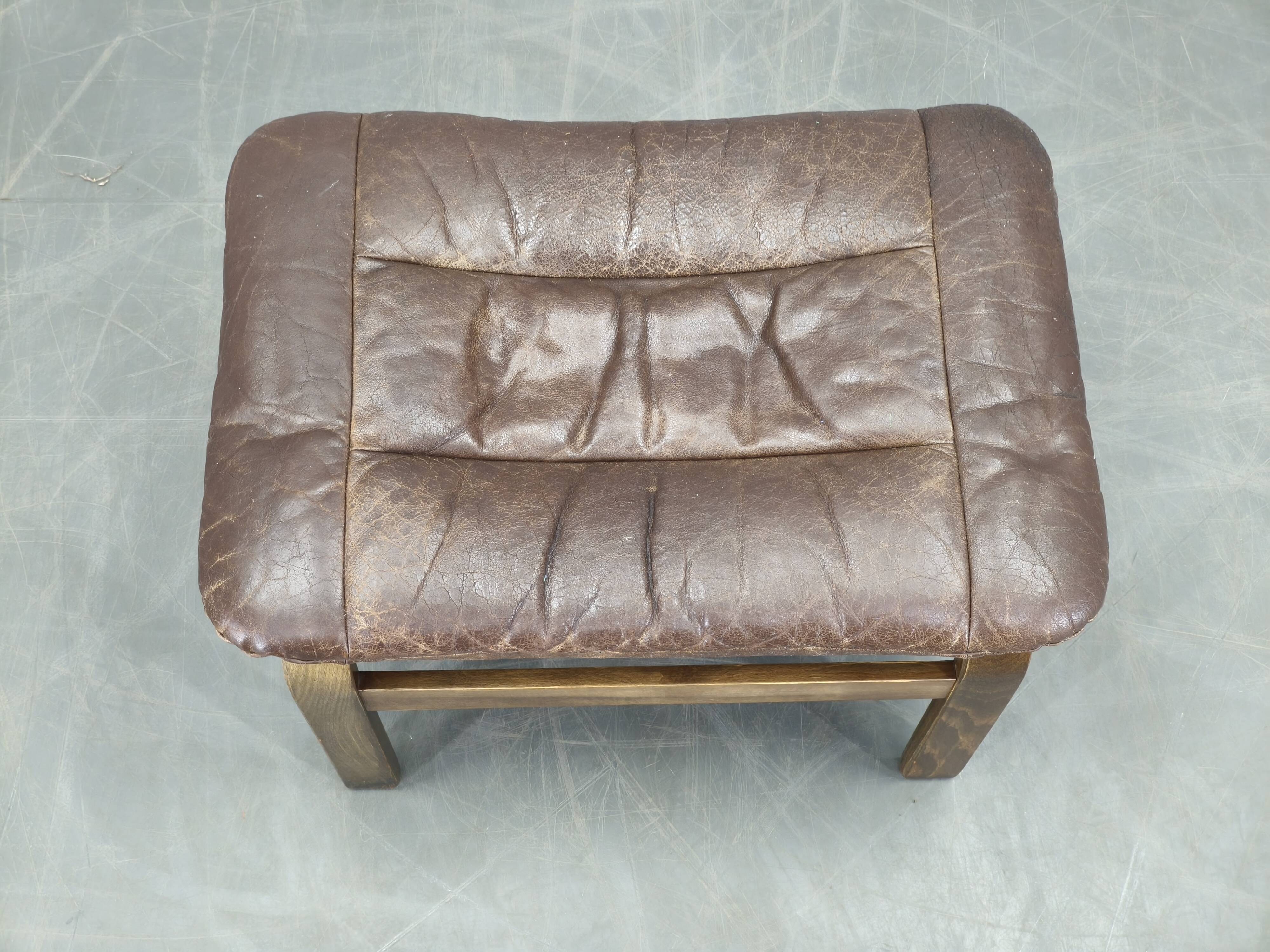 Leather Ottoman by Ingmar Relling for Westnofa, Norway, 1960s