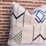 Housse de coussin marocaine blanche faite à la main (45 x 45 cm)