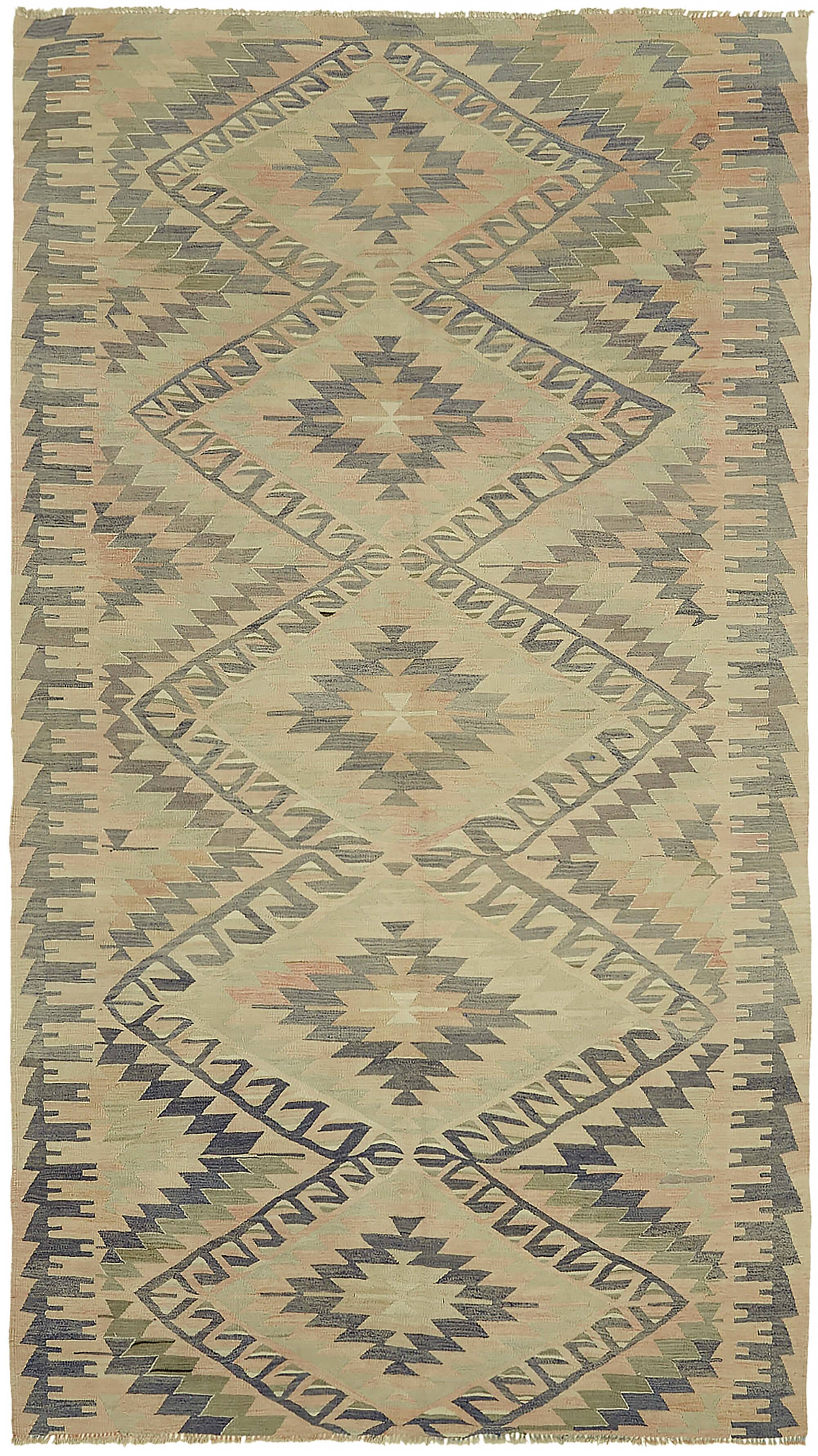 Turkish Handmade Vintage Anatolian Kilim 180 cm x 320 cm