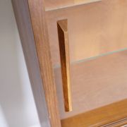 Mid Century Teak Highboard with Glass Display Cabinet & Sliding Door, 1960s